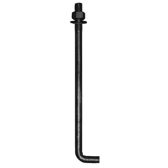 L-shaped anchor bolt with nut and washer