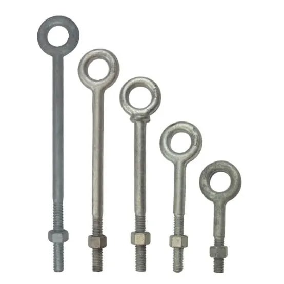 Galvanized eye bolts with nuts in five sizes